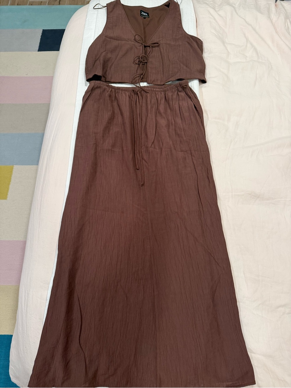 Zara Brown Two-Piece Maxi Dress